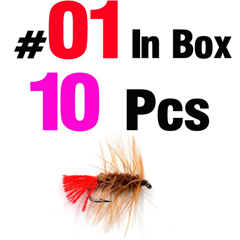 MNFT 10Pcs Various Dry Fly Fishing Lure Trout Salmon Dry Flies Fish Hook Size #6 #10 #12 Nymph Mosquito Lures Fishing Tackle