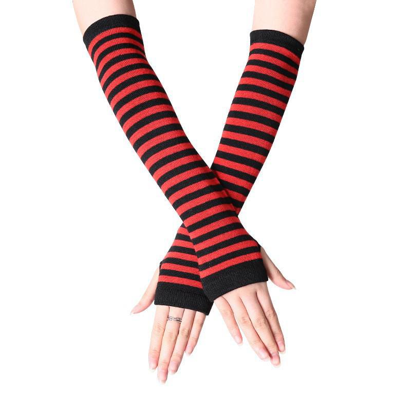 Korean Style Women's Long Fingerless Wool Gloves - Cute Half-Finger Design for Autumn and Winter