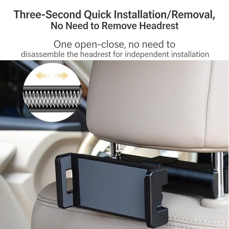 Rotating Car Tablet Holder Multi Angles Adjustment for Enhanced Viewing Comfort in Vehicle Backseat During Long Journeys