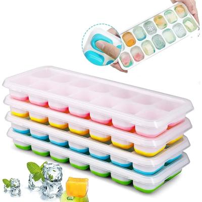 Silicone Ice Cube Mold Trays Reusable Silicone Ice Tray with Lid 14-Ice Cube Trays Super Easy Release Ice Cube Molds Whiskey