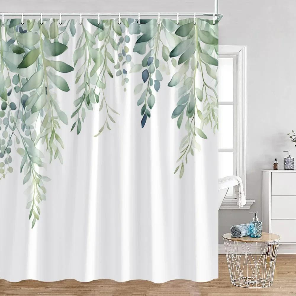 Flower Shower Curtain Butterfly Greening Plants Natural Home Decoration Bathroom Polyester Fabric Shower Curtain