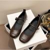 Metallic Mary Jane Flats Women's Square Toe Buckle Strap Casual Shoes