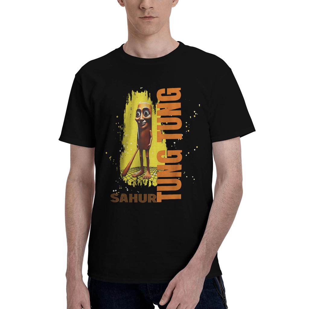 Humor Gen Z Tung Tung Tung Sahur T Shirt Men Cotton Vintage T-Shirts Round Neck  Tee Shirt Short Sleeve Clothes Plus Size