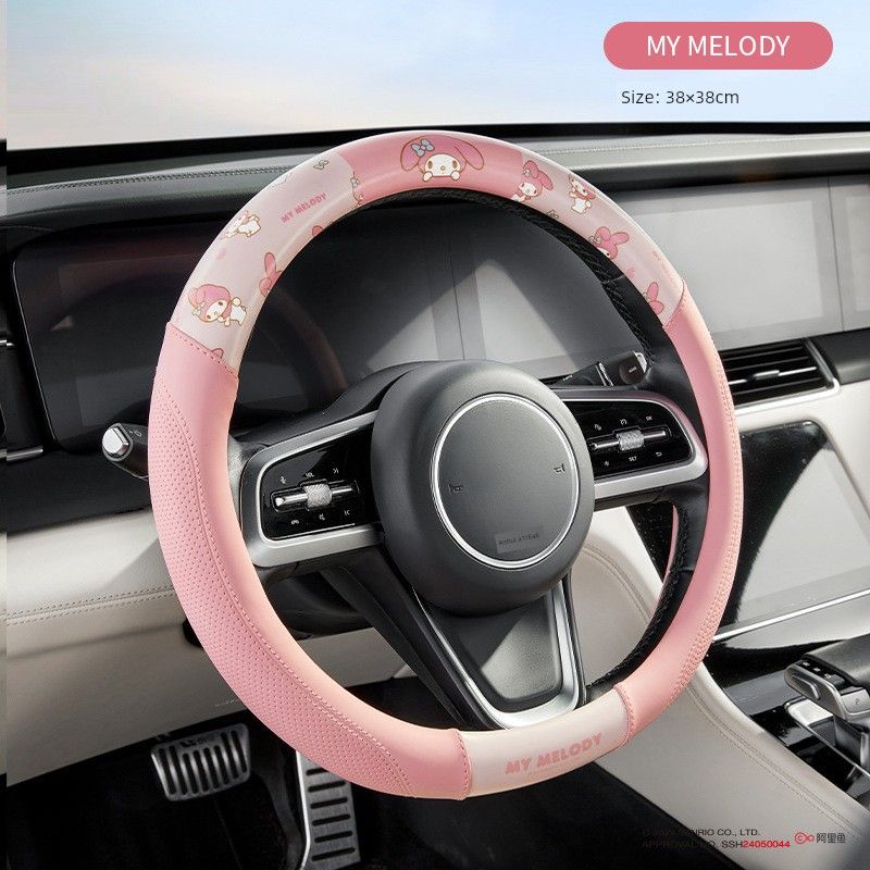 

Hellokitty Car Steering Wheel Cover for Women, Cute Non-Slip Leather Handlebar Cover for Mercedes-Benz, Bmw, Volkswagen, and Other Female Models Melody (Leather)