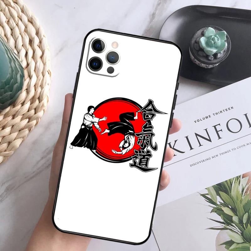 Japan Martial Aikido Phone Case For iPhone 16 Pro 11 12 13 14 15 Pro Max Mini XS X XR 7 8 16 Plus Cover Coque