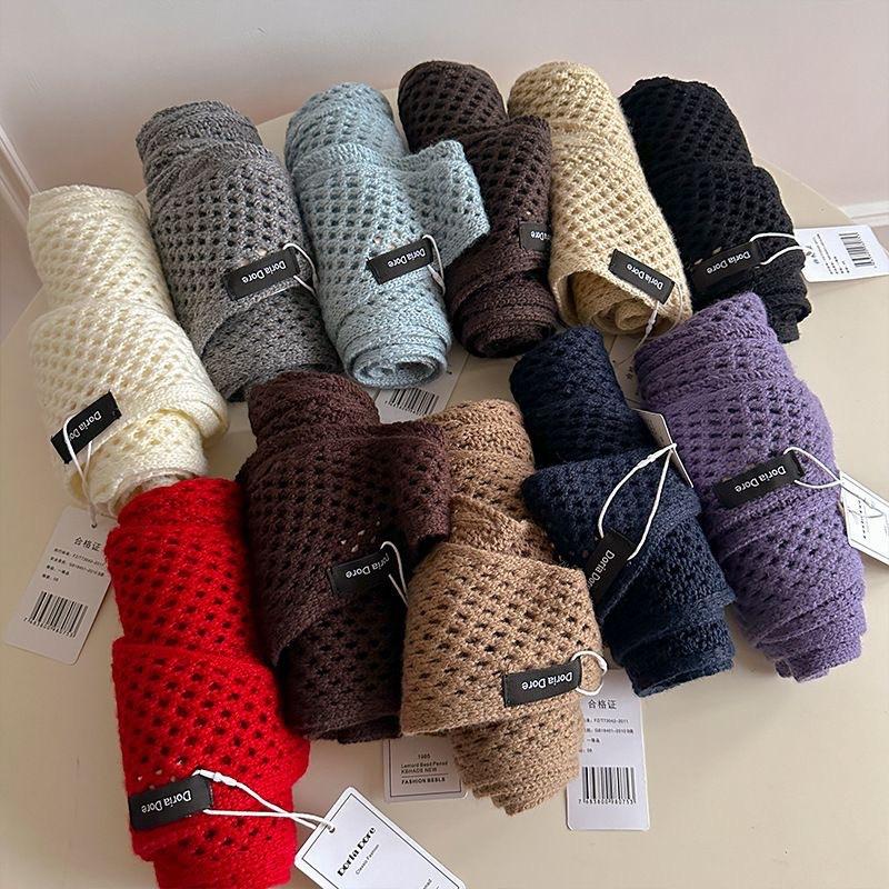 Versatile hollow knitted triangle scarf shawl spring and summer four seasons outer shawl scarf multi-purpose fart curtain waist scarf