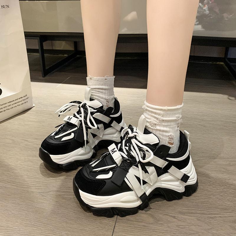 

2025 autumn new viral trends versatile casual comfortable sports couple shoes thin breathable dad shoes ins~ 44 чорний