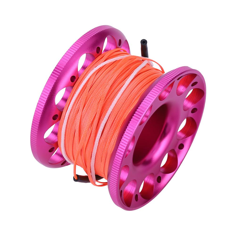30M Diving Alu um Reel Spool Line with Stainless Steel Snap Hook (Black)