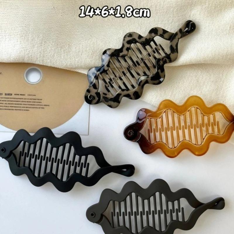 French Leopard Print Banana Clip for Women Retro Style Shark Clip Women Girls Back of The Head Ponytail Clip Styling Accessories