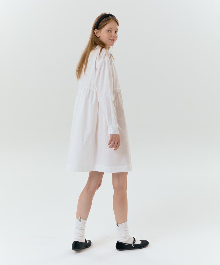 Sinking Deeper Round Collar Shirt Dress (White)