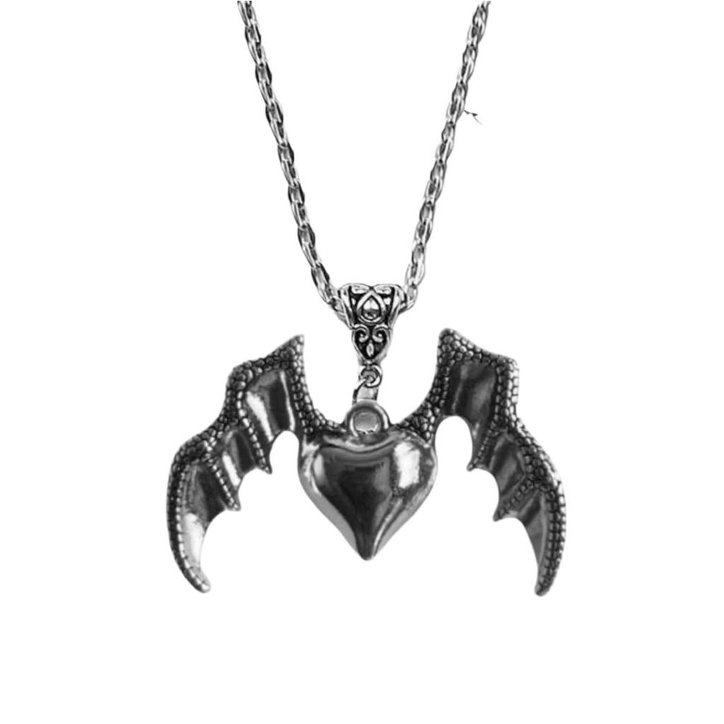 Gothic Punk Heart Shape Pendant With Alloy Drop Oil Necklace For Women