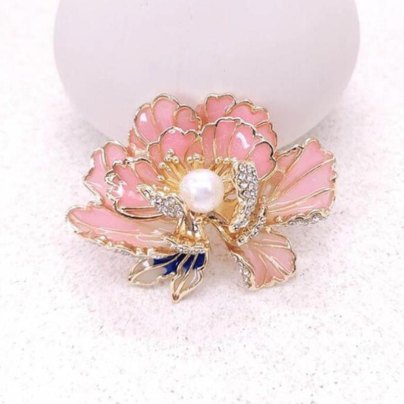 

Броши в китайском стиле с эмалевыми цветами пиона для женщин, для одежды, пальто, аксессуары для вечеринок, подарки розовый
