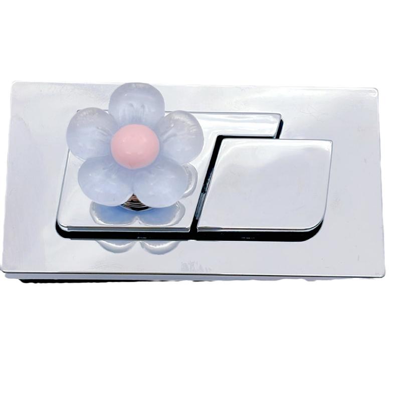 Toalettryckare i blomform Självhäftande Toalettryckknapp Nagelskydd Handtag för toalettlock Tankspolknapp