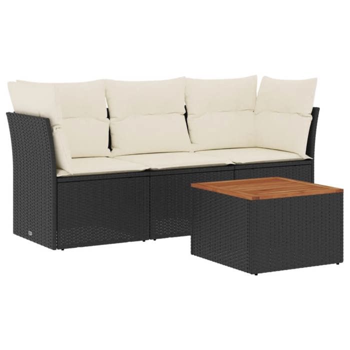 VidaXL Garden Lounge Set with Cushions 4 Pcs, Patio Sofas, Furniture Set, Outdoor Terrace Furniture, Black 3223466
