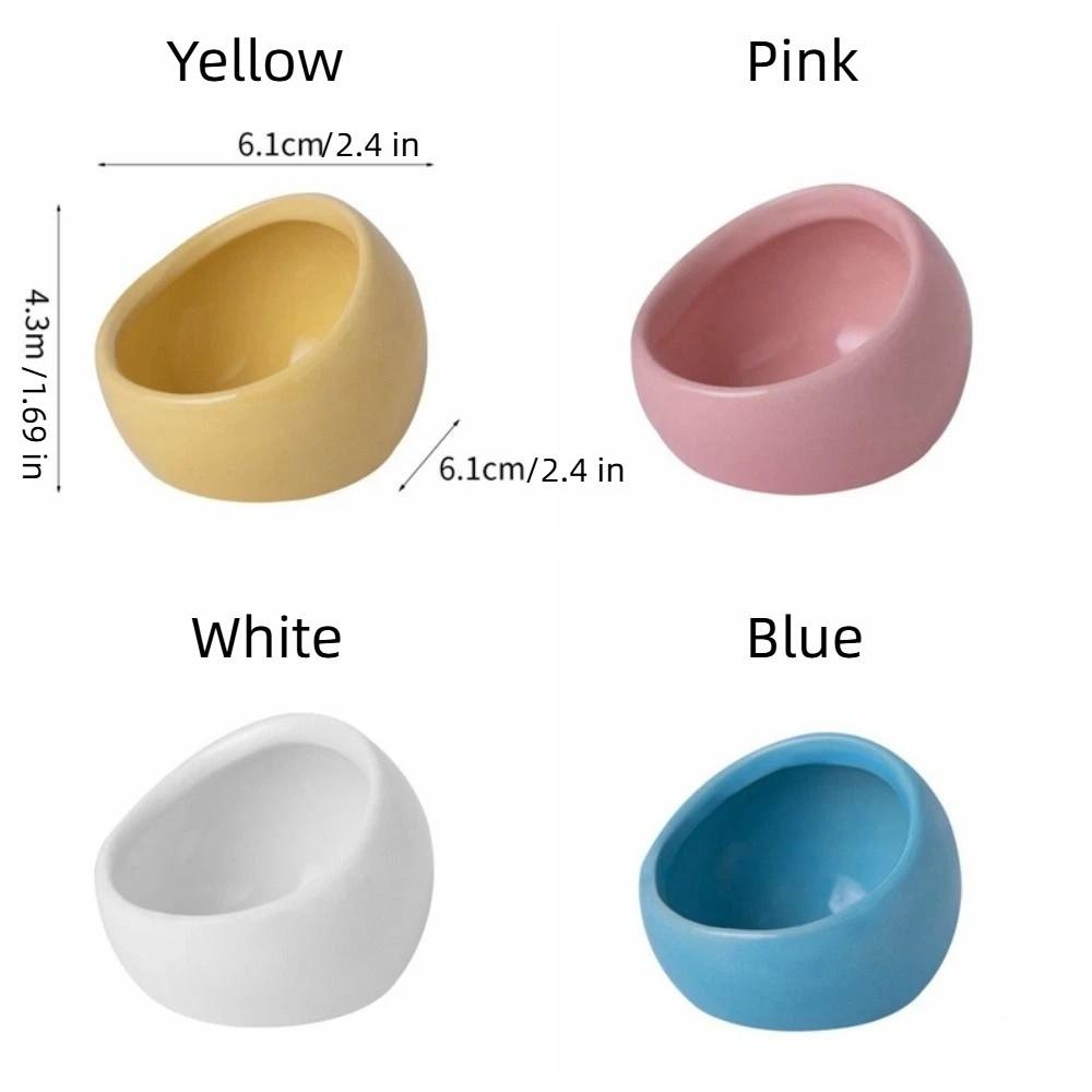 Cute Ceramic Hamster Food Bowl Anti-Rollover Slanted-edged Pet Feeding Bowl Non-Slip Anti-Spill Water Food Bowl Cage Accessory