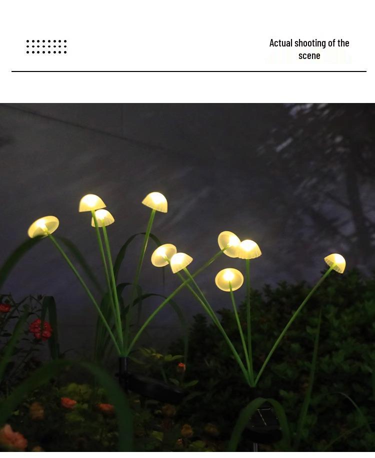 Pilzform Solar-LED-Lichterkette, Wasserdichte Outdoor-Campinglichter, Quallen-Design mit Windbetrieb
