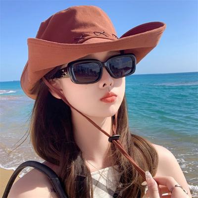 JYL TS DIY Western Bucket Hat Wide Brim Sun Protection Cotton Fabric