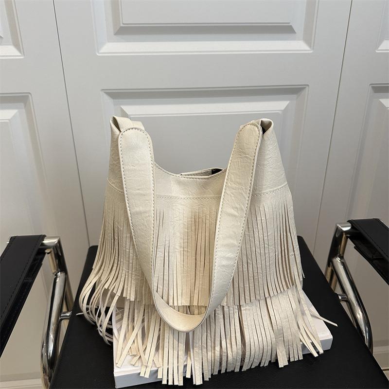 Summer New Niche Tassel Large Capacity Retro Casual Shoulder Underarm Tote Bag Women's Bag