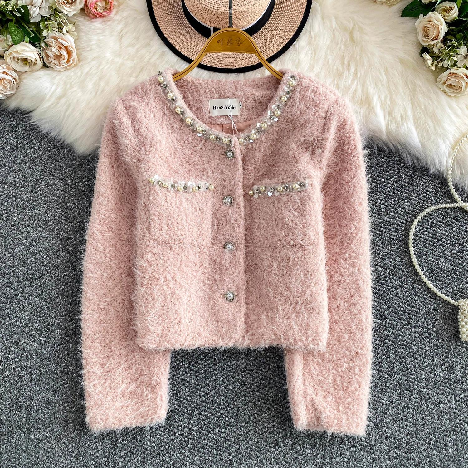 

Осень Зима Женская Роскошная Норка Искусственный Мех Полный Рукав Однобортная Короткая Куртка Пальто Рождественская Верхняя Одежда С Карманом M розовый