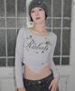 RUBATI Sunrise Wide Neck Strap Crop Long Sleeve T-Shirt_Ash