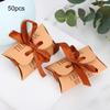 50pcs Kraft Paper Pillow Shaped Wedding Birthday Party Gift Box Portable Exquisite Candy Box