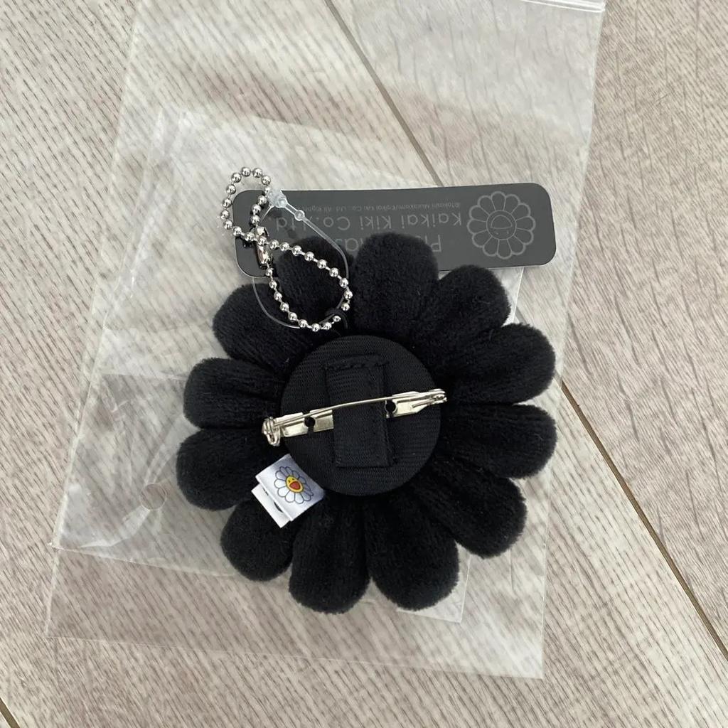 Takashi Murakami Kaikai Kiki Flower Keychain Black Plush Charm Authentic