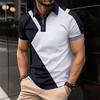 New Men's Lapel Fashion Slim Colour Blocking Men's T-shirt POLO Shirt Tops