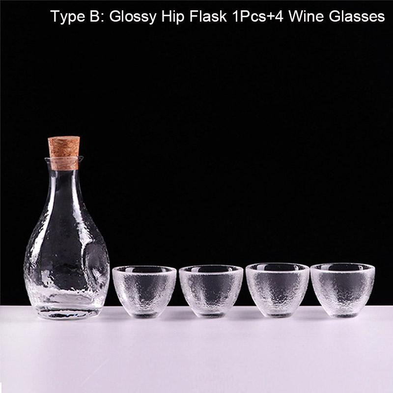 BORREY Japanese Sake Set Glass Tracing Gold Wine Flasks Wine Glass Decanter Wine Set Ice Jug Flagon Liquor Spirits Shochu Cups