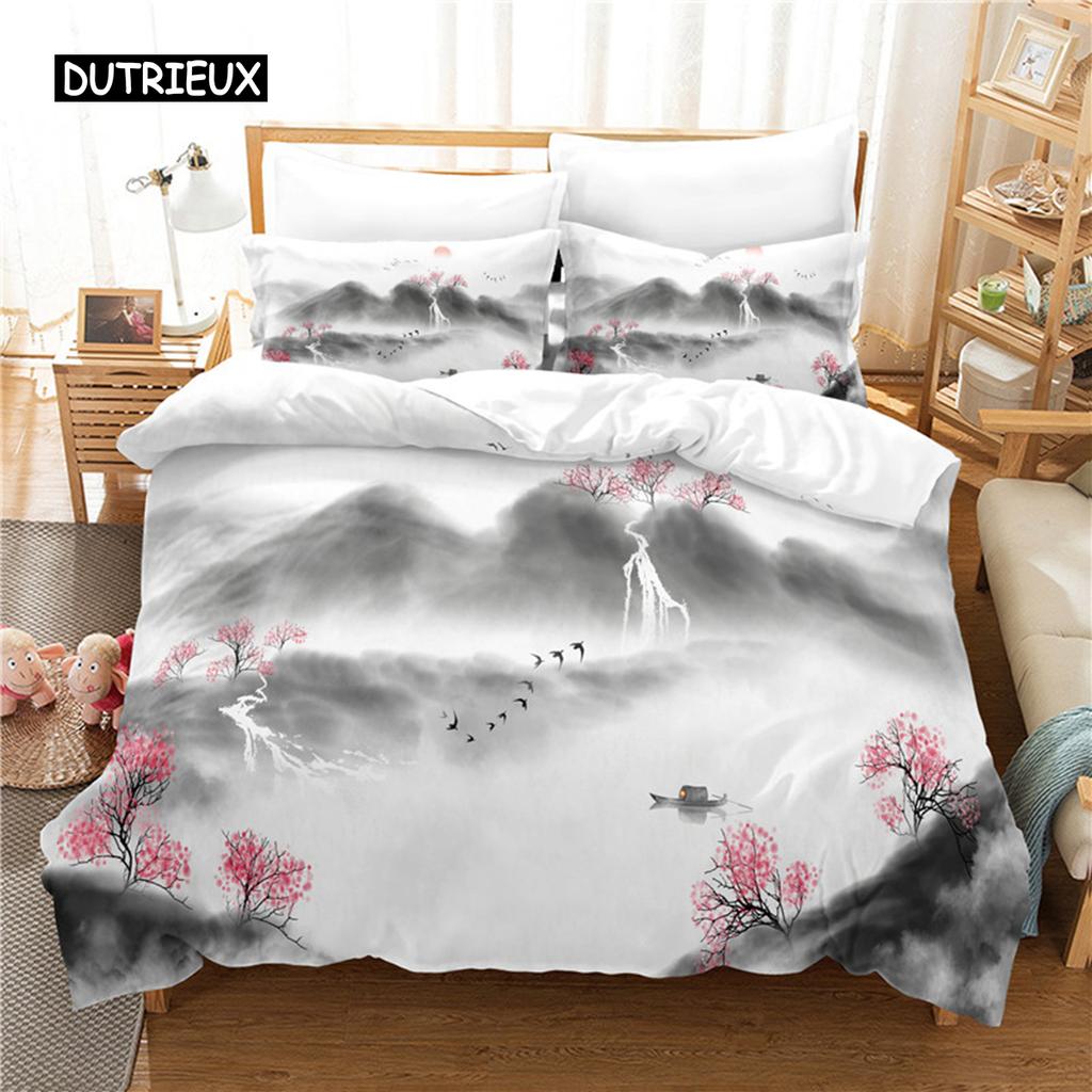 Chinese Brush Painting Bedding Set Duvet Cover Set 3d Bedding Digital Printing Bed Linen Queen Size Bedding Set Fashion Design