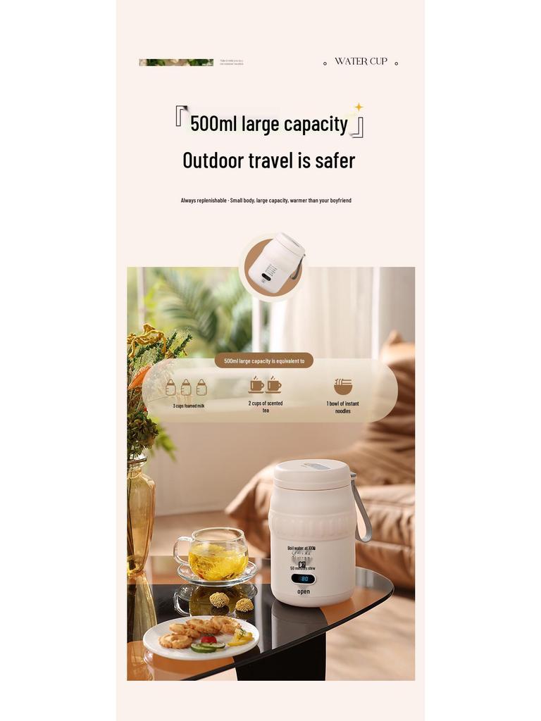 Portable Electric Heating Cup: Multi-functional Milk Warmer, Travel Kettle, and Office Hot Water Insulator