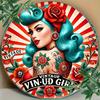 Vintage Tattoo Girl Metal Wall Art X Retro Floral Aluminum Sign for Cafe Bar Garage Decor