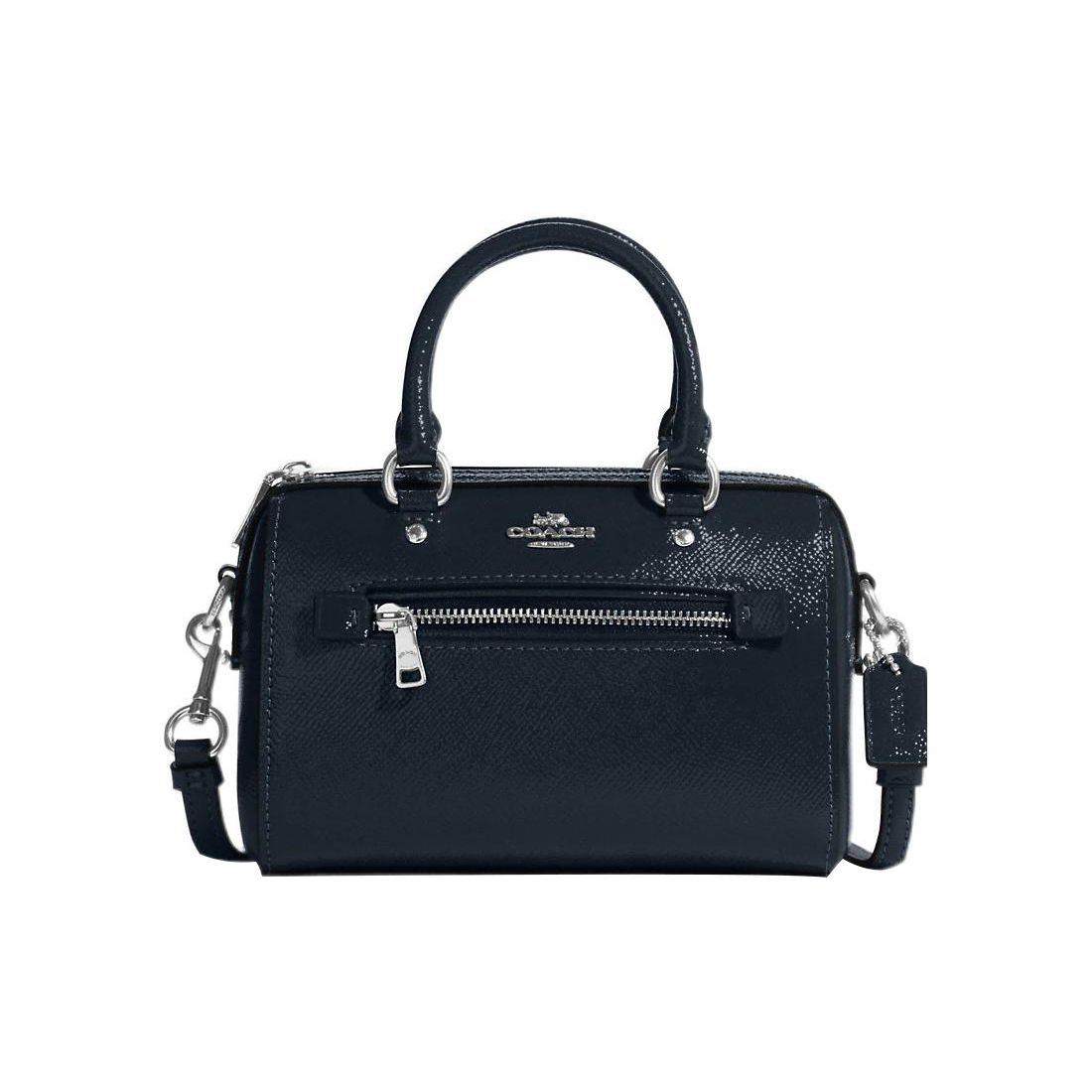 

Coach Rowan 17 Zipper Closure Detachable Shoulder Strap Patent Leather And Leather Handheld Shoulder Crossbody Bag Small Women Handbags CE631-SVBHP Basic Set (Bag+Dust Bag)