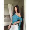 Korean irregular design slanted shoulder short-sleeved T-shirt women's summer pure desire style slim-fitting versatile foreign style off-the-shoulder 
