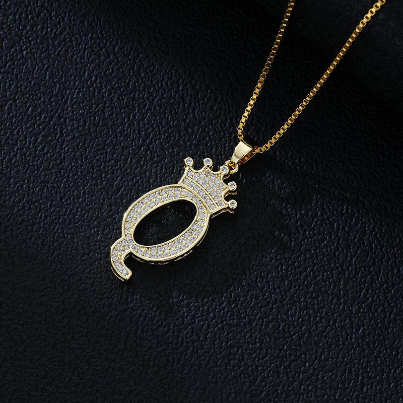 Fashion High-End Crown Letter Necklace Women'S Zircon Pendant Niche Stainless Steel Hip-Hop Pendant Accessories