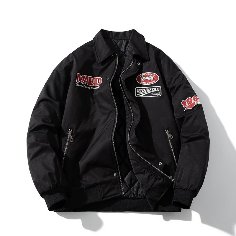Autumn and Winter American Retro High Street Pilot Jacket Thickened Baseball Cotton Jacket Men and Women Lapel Work Jacket