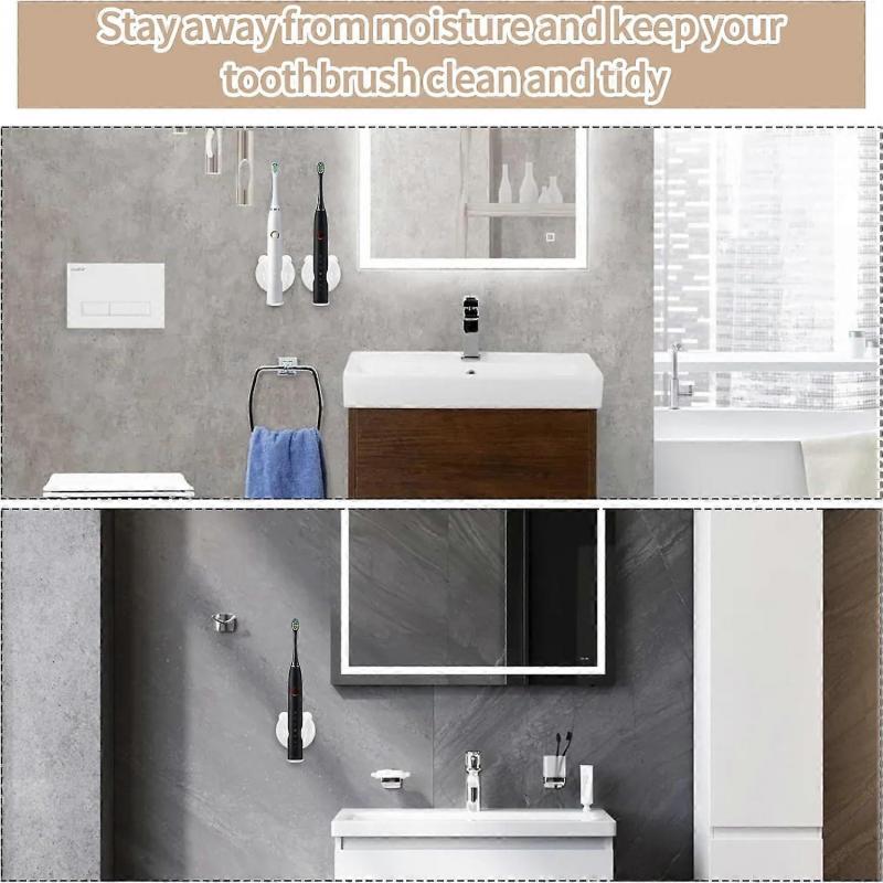 Toothbrush Holder 3 Pcs Self-Adhesive Electric Toothbrush Holders Gravity Self-Locking Electric Stand Toothbrush Organizer