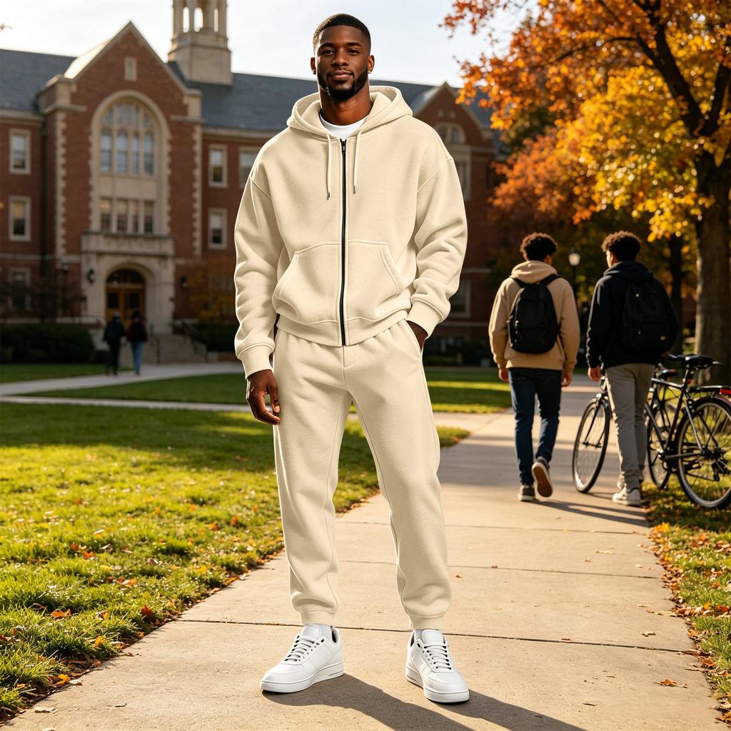 Men's Casual Hoodie and Sweatpants Set, 2 Piece Pullover Jacket with Tapered Jogger Pants for Sport or
