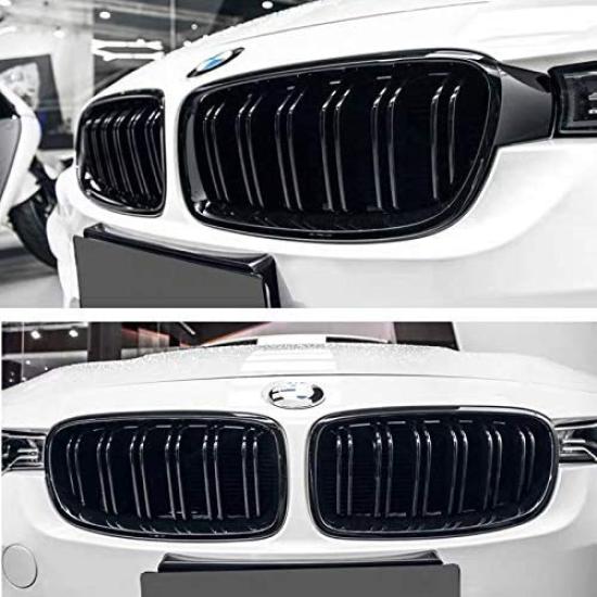 Zealhot Kidney Grille Black Front Grille Radiator Suitable for BMW 3 Series F30 F31 F35 Grille, (2012-2019) (Double-Glossy)