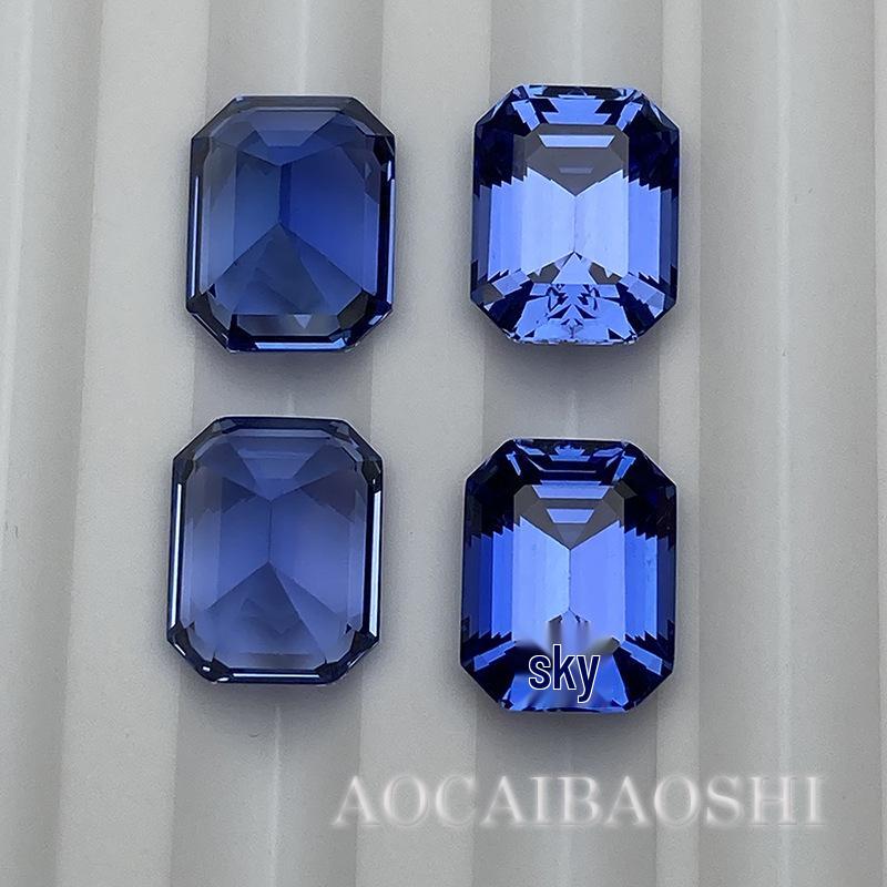 Cultured Emerald-Cut Sapphire Blue Loose Stones with AGL Certificate Main Stone Jewelry