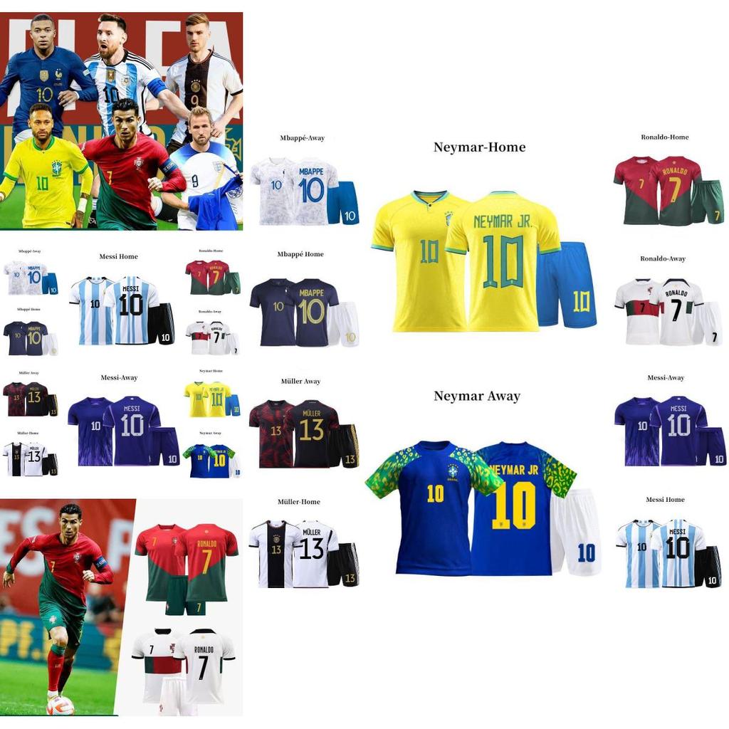 Qatar Messi Ronaldo Neymar Müller Argentina Brazil Fr Soccer Jersey Adults Kids