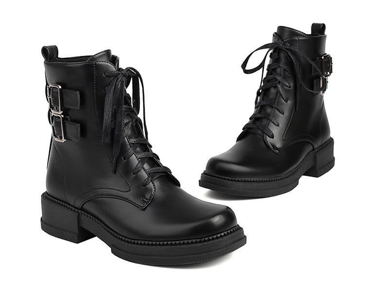 Spring and Autumn Low Heel Short Boots Women's  40-43 Women's Boots Strap Martin Boots