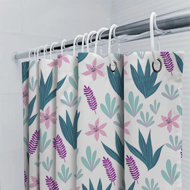 Blue Green Pink Lavender Floral Shower Curtain Waterproof Decorative Bathroom Accessories Modern Home Interior Design