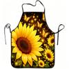 1pc Sunflower And Butterfly Bright Print Apron, Durable And Easy To Clean, Adjustable Waistband, Polyester Material, for Kitchen Cooking, Gardening, O