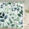 Fresh Green Leaves and Plants Pattern Shower Curtain Printed Leaves Bathroom Bath Curtain Home Decoration Curtain With Hooks