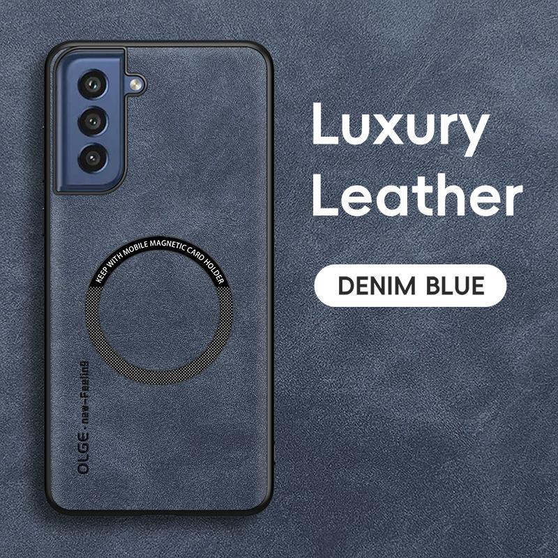 Magnetic Retro Leather Soft Case For Samsung Galaxy S21 FE S21FE Wireless Charging Phone Case Cover