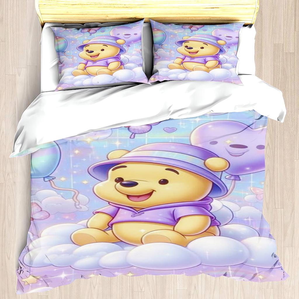 MINISO Winnie the Pooh Duvet Cover Set Comforter Bedding 3d Children'S Bedding Set 3-Piece 1 Quilt Cover King Size