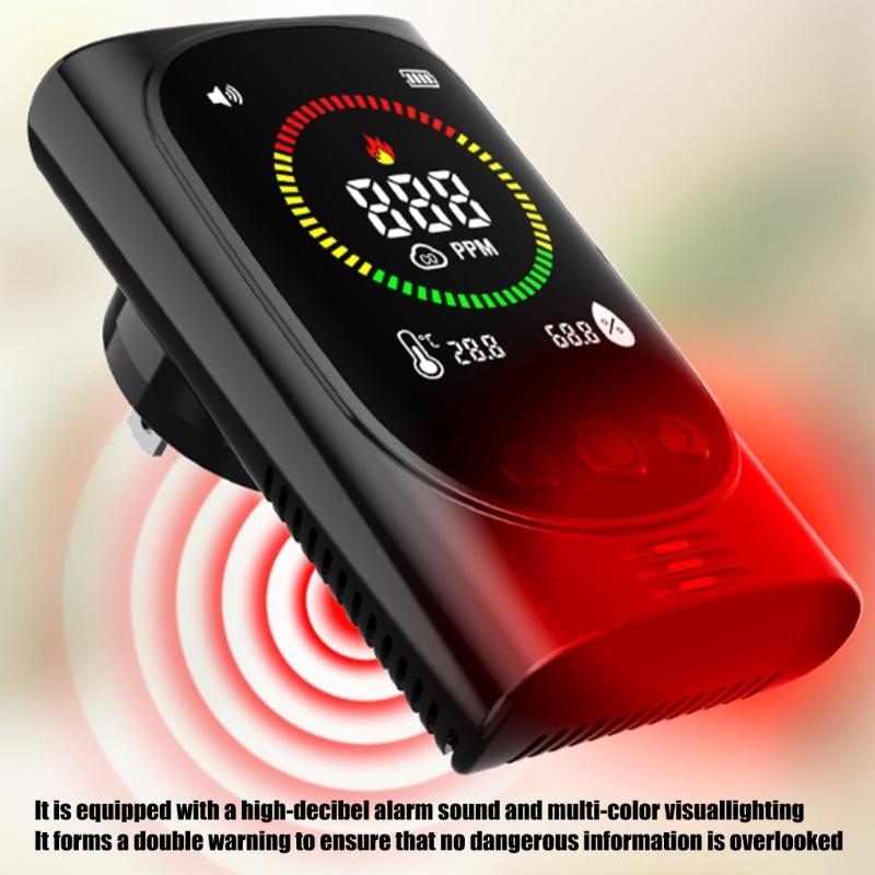 Multifunction Plugs In Combustible Gas Leak Alarm With Carbon Monoxide Detections Realtime Temperature Humidity Display