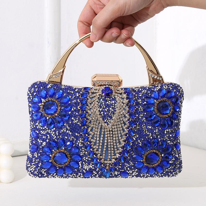 Luxury Party Evening Gold Diamond Women's Handbag Multi Crystal Strap Set Wedding Wallet Matching Wallet Handbag 2025 New Gift