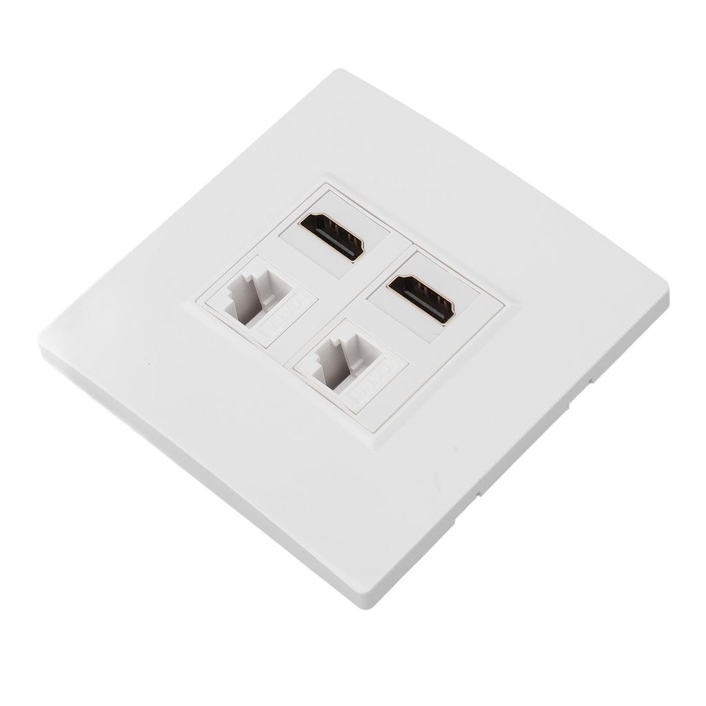 Cat6 HD Multimedia Interface Wall Plate Gigabit 4K HD Cable 4 Port Ethernet Wall Plate for