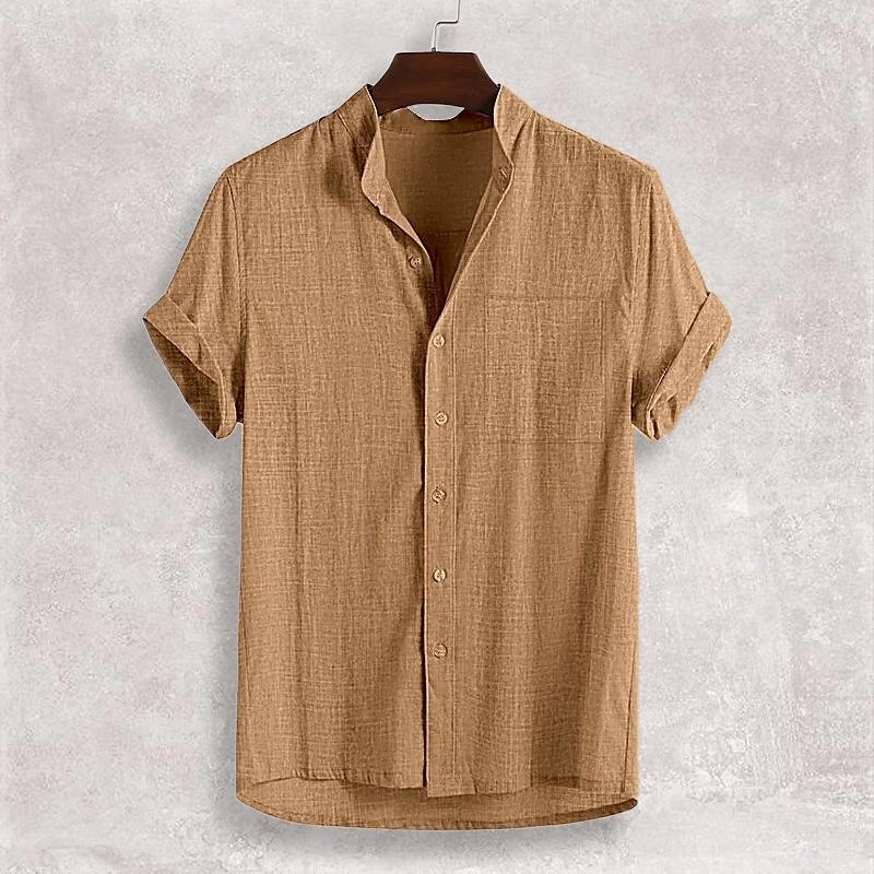 Moda Uomo 2026 Camicie Casual a Maniche Corte in Lino Oversize Larghe